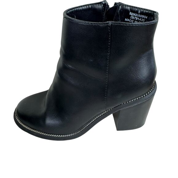 Asos Design Black Chunky Block Heeled Ankle Booties Metal Chain Trim Size 5 - Picture 6 of 10